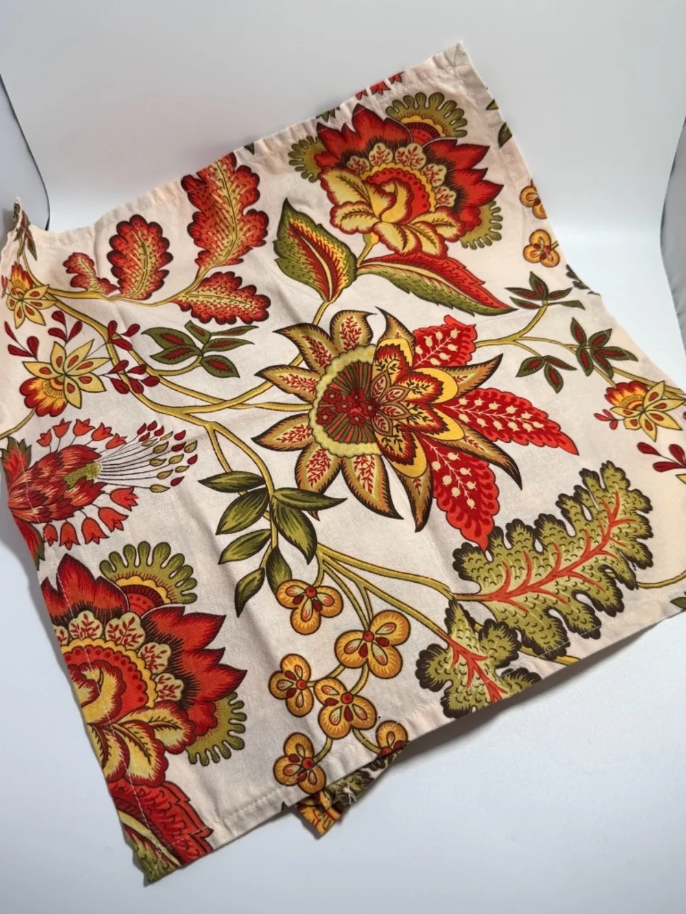 7 APRIL CORNELL Jacobean Floral 100% Cotton Dinner 15 x 16 Napkins NEW